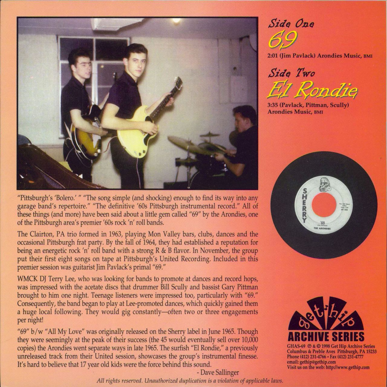The Arondies '69 US 7" vinyl single (7 inch record / 45)