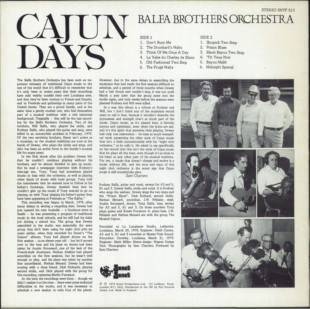The Balfa Brothers Cajun Days UK vinyl LP album (LP record)