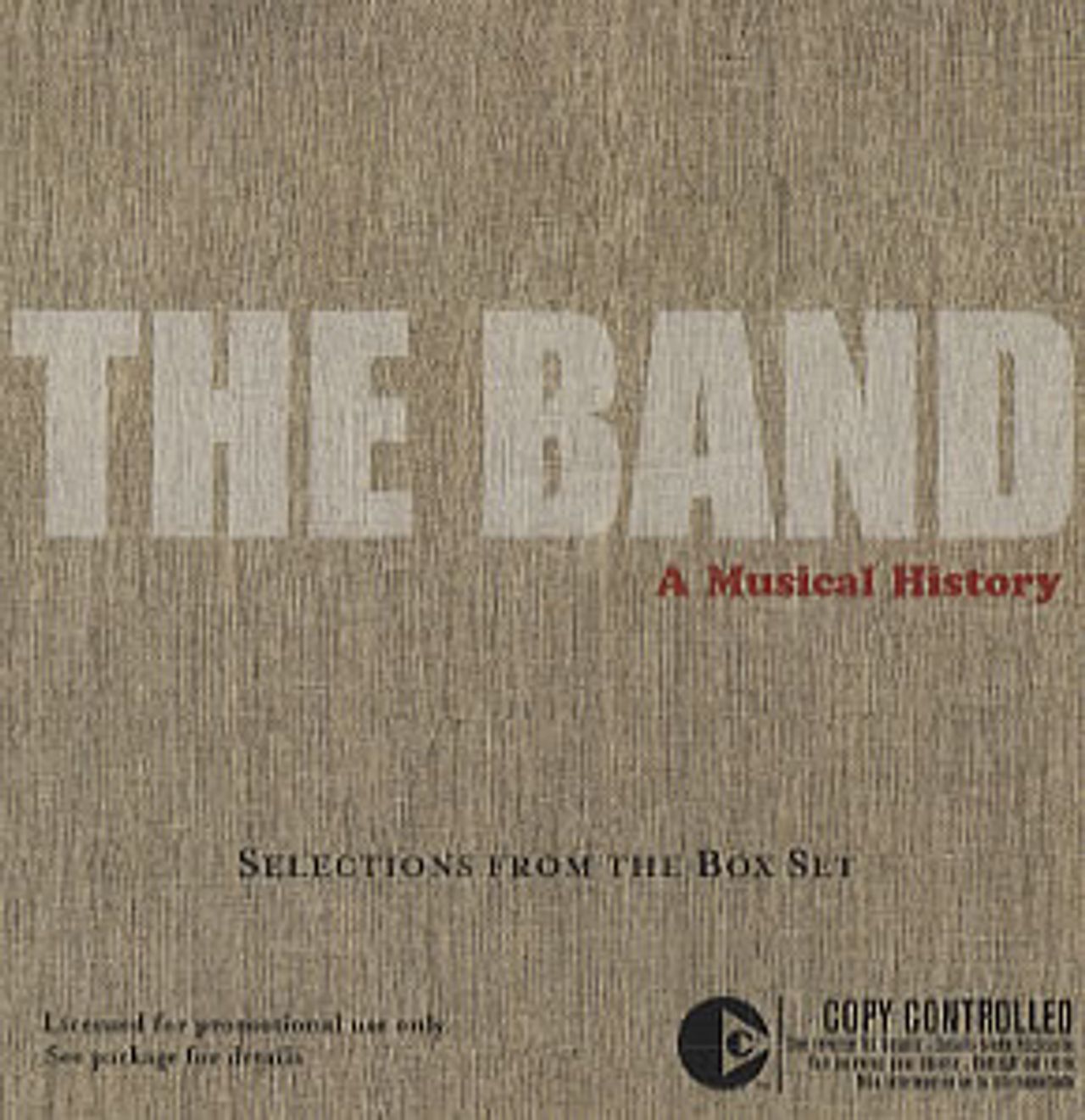 The Band A Musical History - Selections From The Box Set US Promo CD album