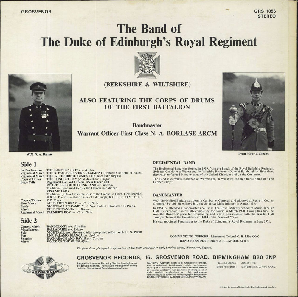 The Band Of The Duke Of Edinburgh's Royal Regiment The Band Of The Duke Of Edinburgh's Royal Regiment UK vinyl LP album (LP record)