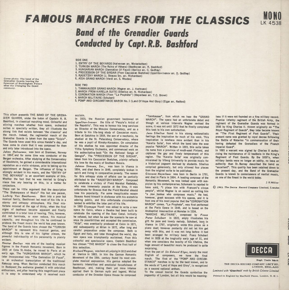 The Band Of The Grenadier Guards Famous Marches From The Classics UK vinyl LP album (LP record)