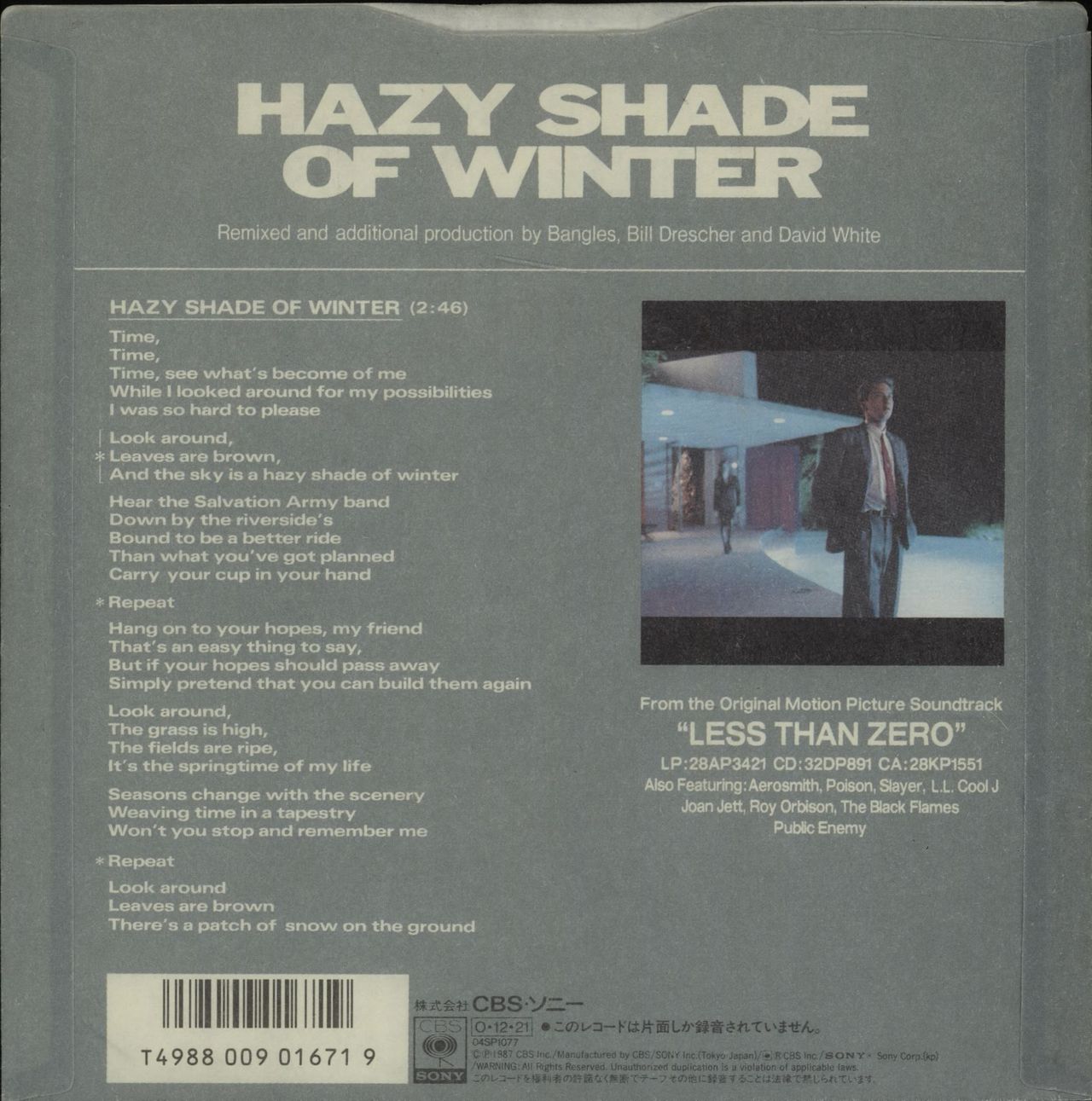 The Bangles Hazy Shade Of Winter - One-Sided Single Japanese 7