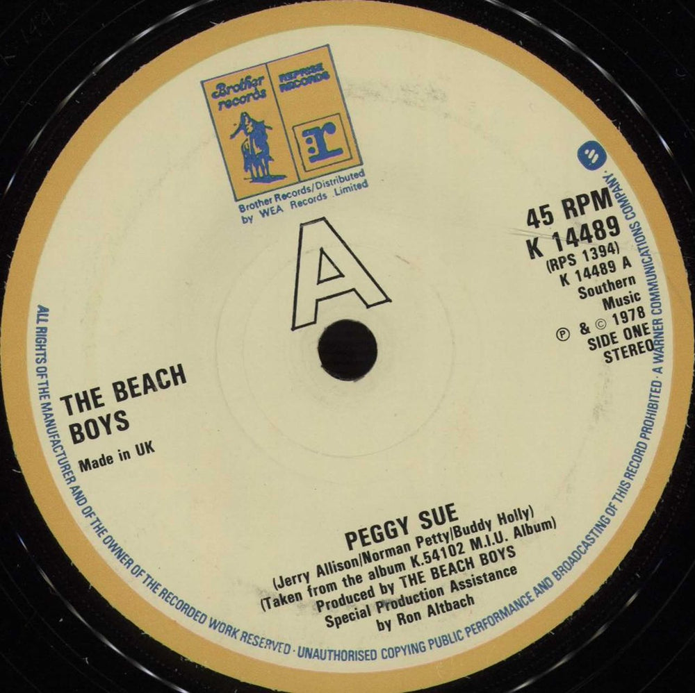 The Beach Boys Peggy Sue UK 7" vinyl single (7 inch record / 45) K14489