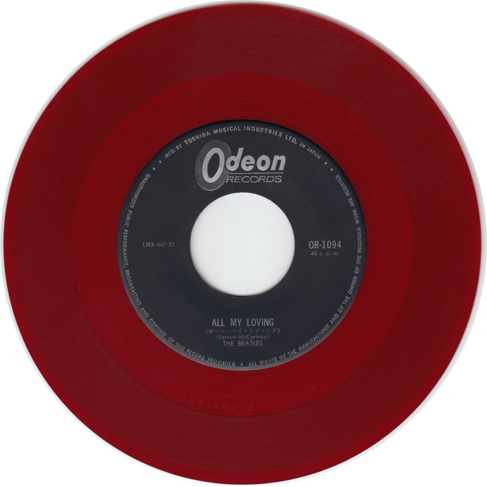 The Beatles All My Loving - Red Vinyl Japanese 7" vinyl single (7 inch record / 45) BTL07AL268696