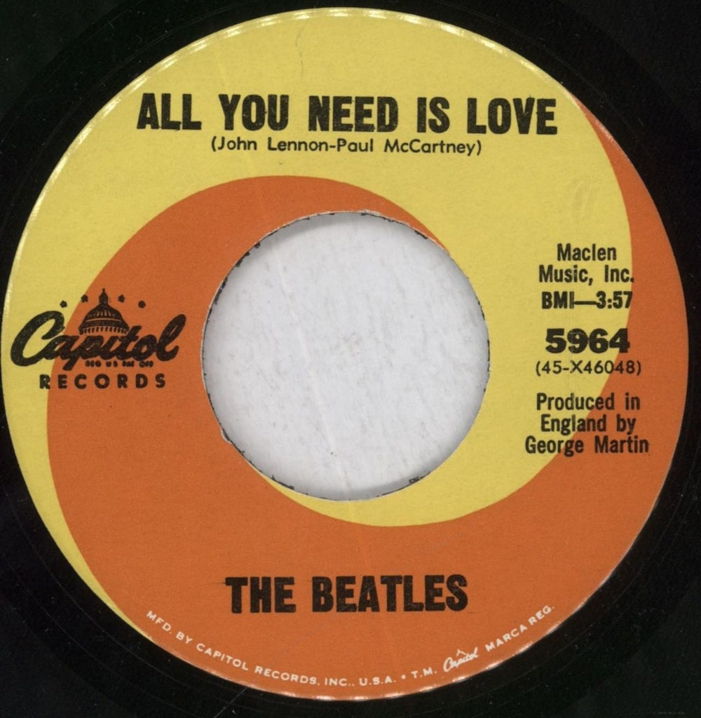 The Beatles All You Need Is Love - P/S US 7" vinyl single (7 inch record / 45) BTL07AL782159