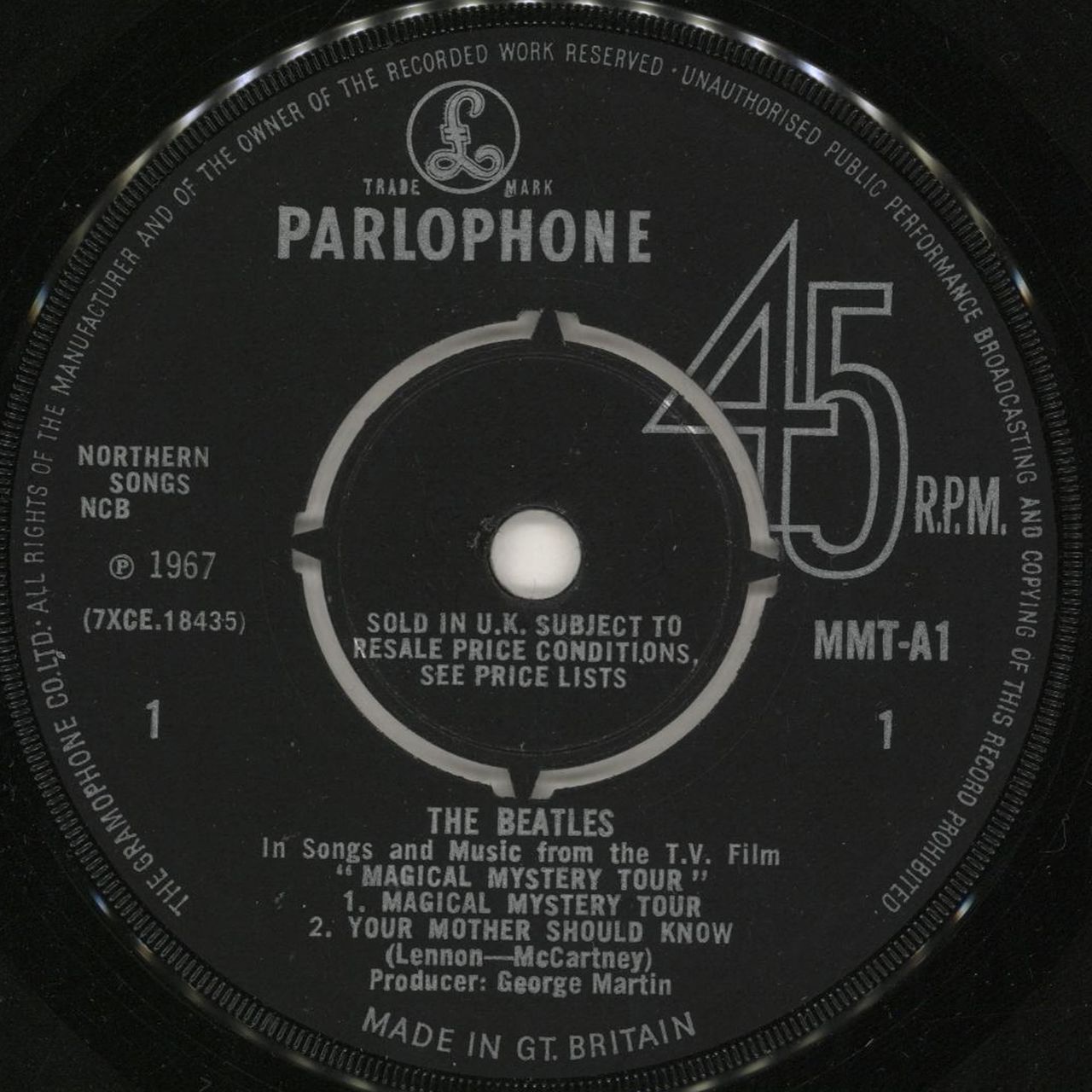 The Beatles Magical Mystery Tour EP - 1st - 4pr - VG+ UK 7" vinyl single (7 inch record / 45) BTL07MA330871