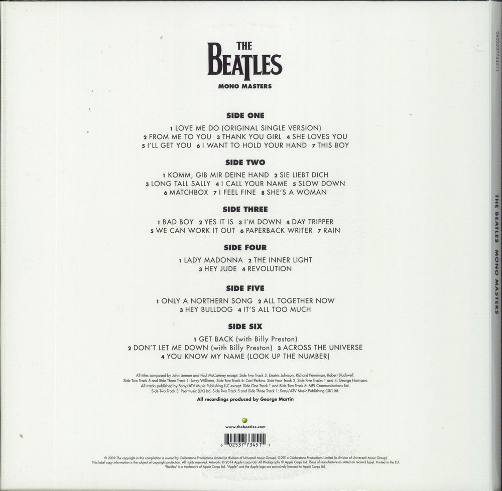 The Beatles Mono Masters - MONO - 180g UK 3-LP vinyl record set (Triple LP Album) 602537734511