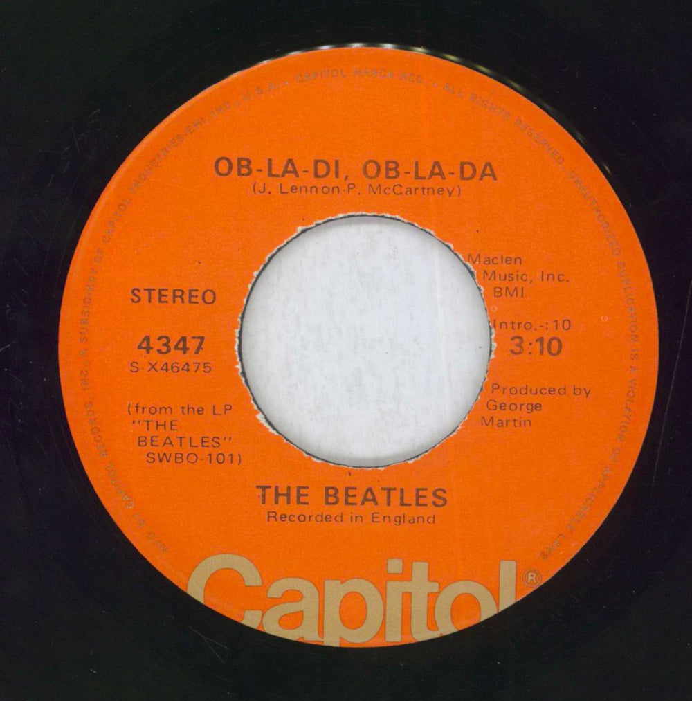 The Beatles Ob-La-Di Ob-La-Da - Orange Label + Hit-Pop Jukebox Tag US 7" vinyl single (7 inch record / 45) BTL07OB816343