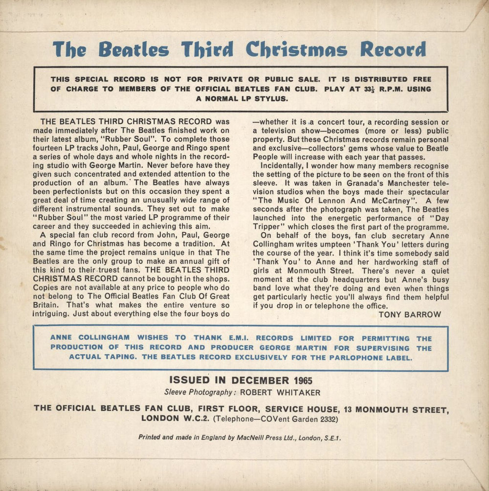 The Beatles The Beatles Third Christmas Record + Newsletter UK 7" vinyl single (7 inch record / 45)