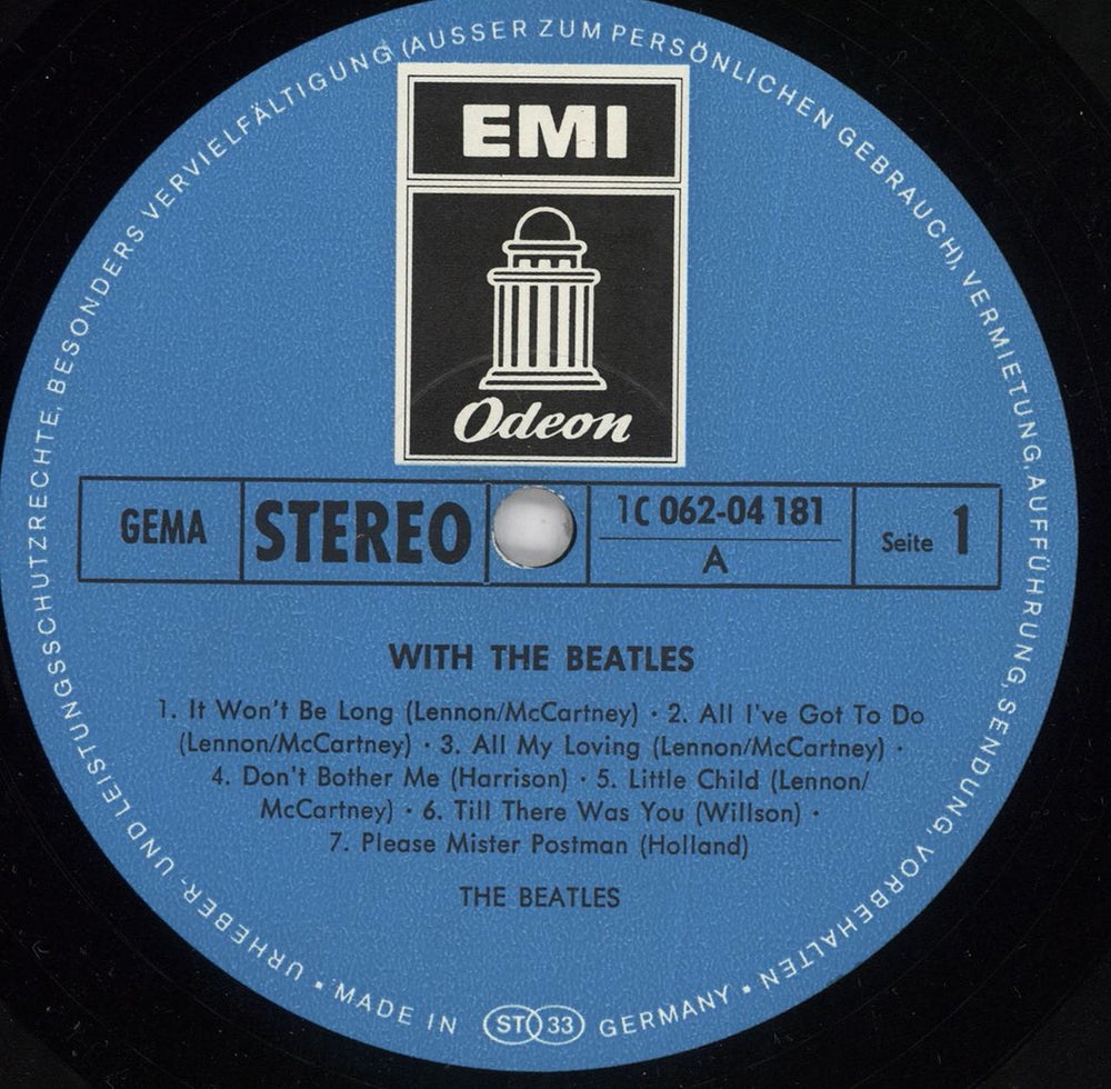 The Beatles With The Beatles - Blue Label German vinyl LP album (LP record) BTLLPWI720854