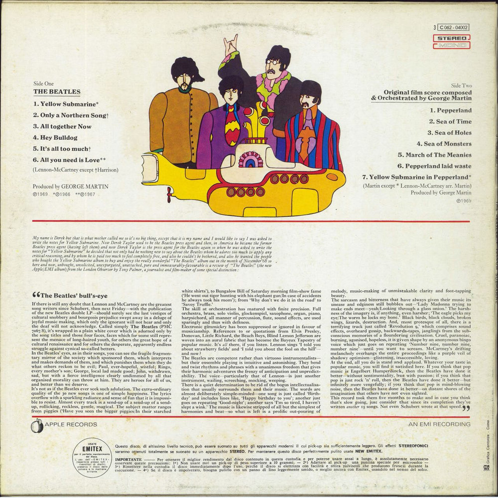 The Beatles Yellow Submarine - EX Italian vinyl LP album (LP record)