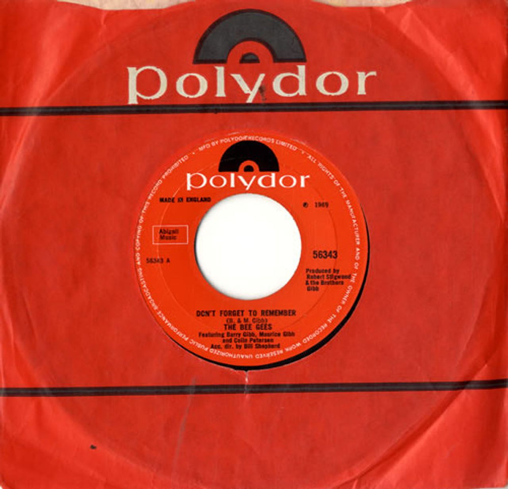 The Bee Gees Don't Forget To Remember - Wide UK 7" vinyl single (7 inch record / 45) 56343