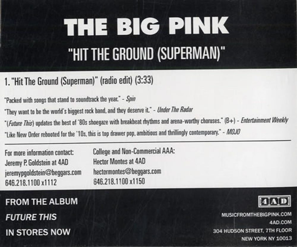 The Big Pink Future This US Promo 2 CD album set (Double CD) T7P2CFU557905