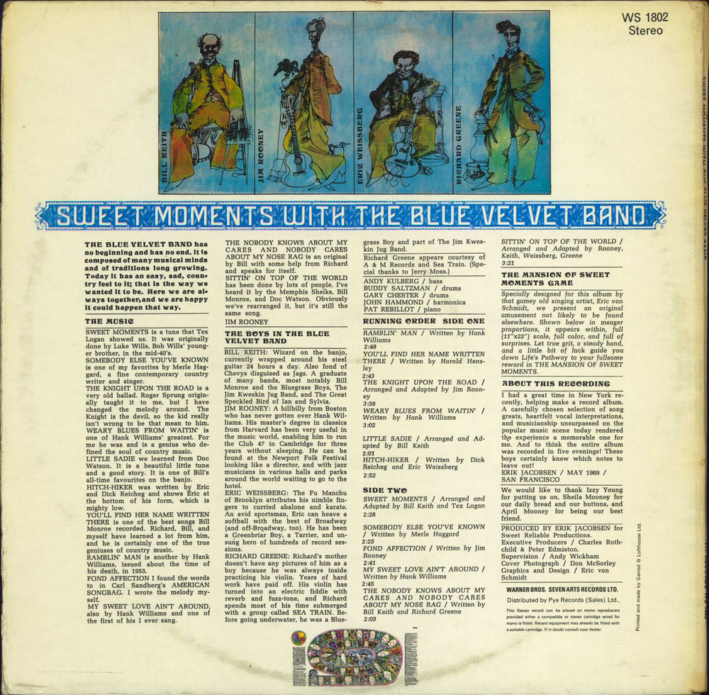 The Blue Velvet Band Sweet Moments With The Blue Velvet Band UK vinyl LP album (LP record) VBNLPSW768621