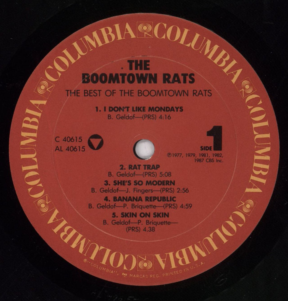 The Boomtown Rats Greatest Hits US vinyl LP album (LP record) RATLPGR817001