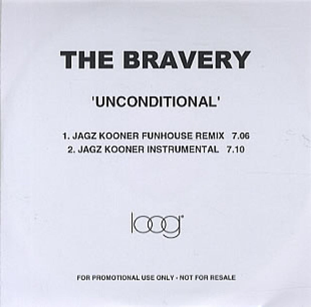 The Bravery Unconditional UK Promo CD-R acetate CD-R ACETATE