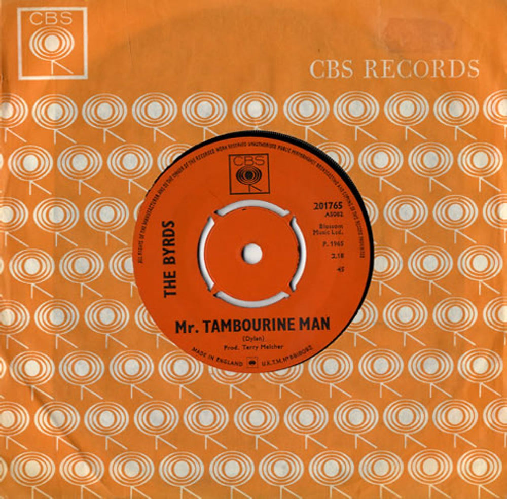 The Byrds Mr. Tambourine Man - 4pr UK 7" vinyl single (7 inch record / 45) 201765