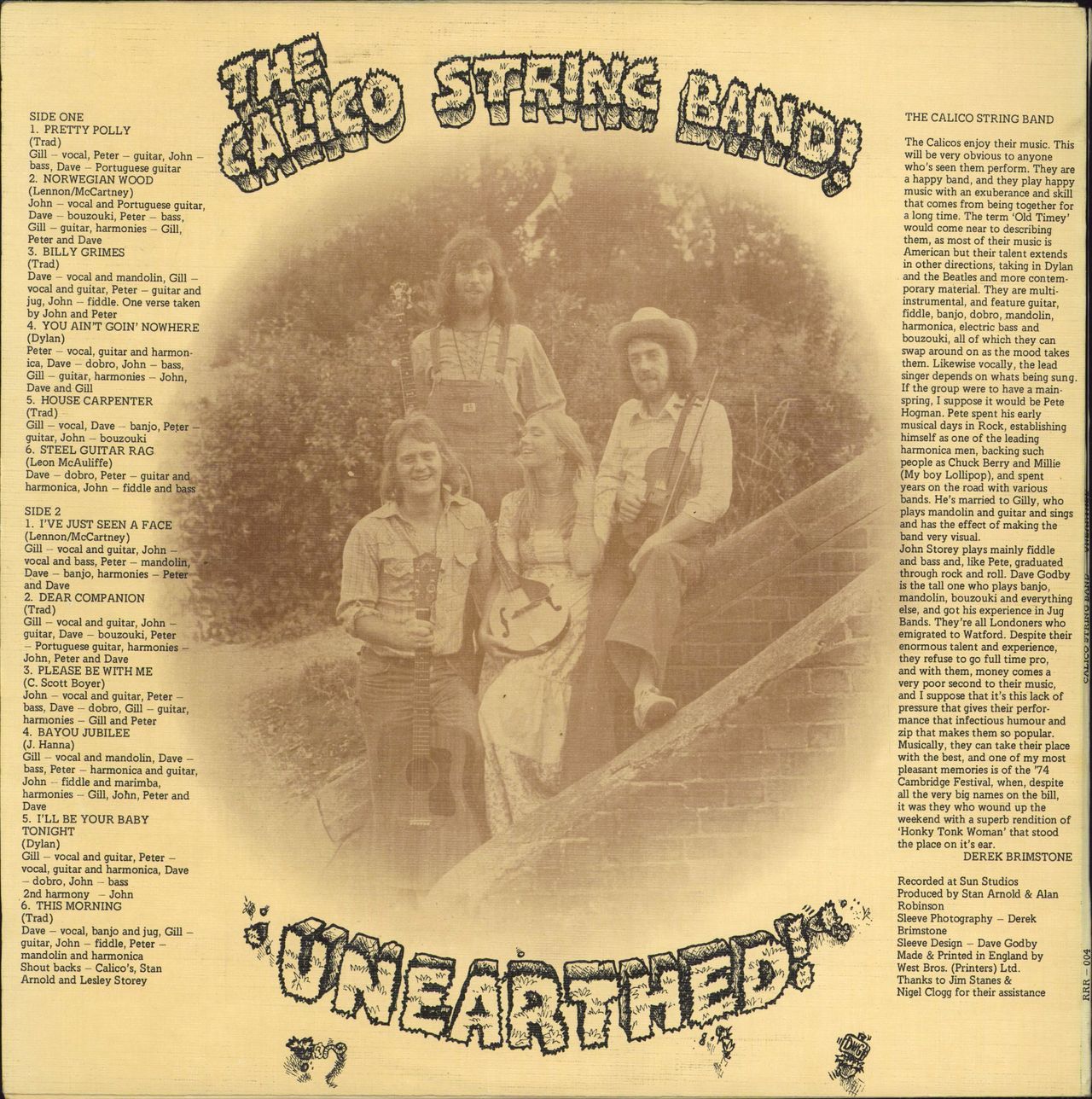 The Calico String Band Unearthed UK vinyl LP album (LP record)