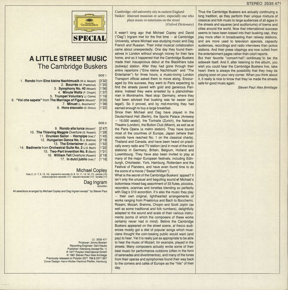 The Cambridge Buskers A Little Street Music UK vinyl LP album (LP record)