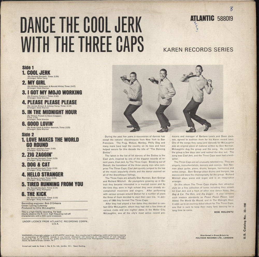 The Capitols Dance The Cool Jerk With The Three Caps UK vinyl LP album (LP record)