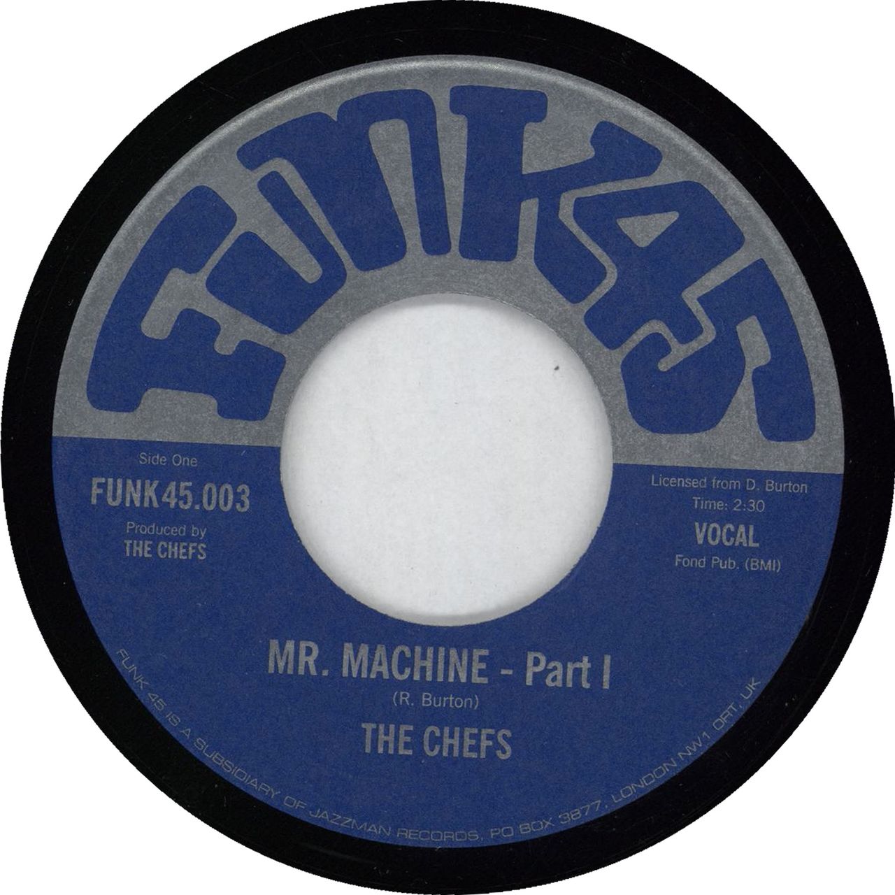 The Chefs (Funk) Mr. Machine UK 7" vinyl single (7 inch record / 45) FUNK45.003