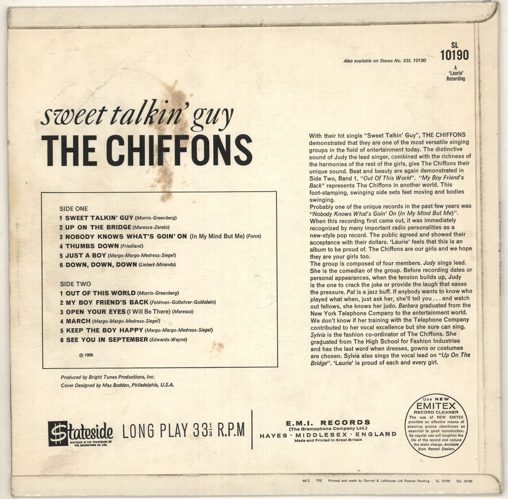 The Chiffons Sweet Talkin' Guy UK vinyl LP album (LP record)