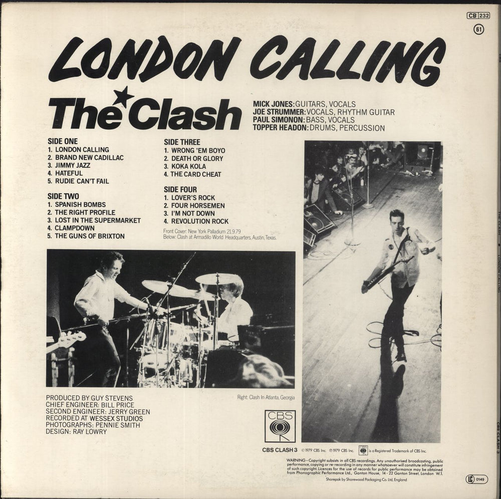 The Clash London Calling + Inners UK 2-LP vinyl record set (Double LP Album)