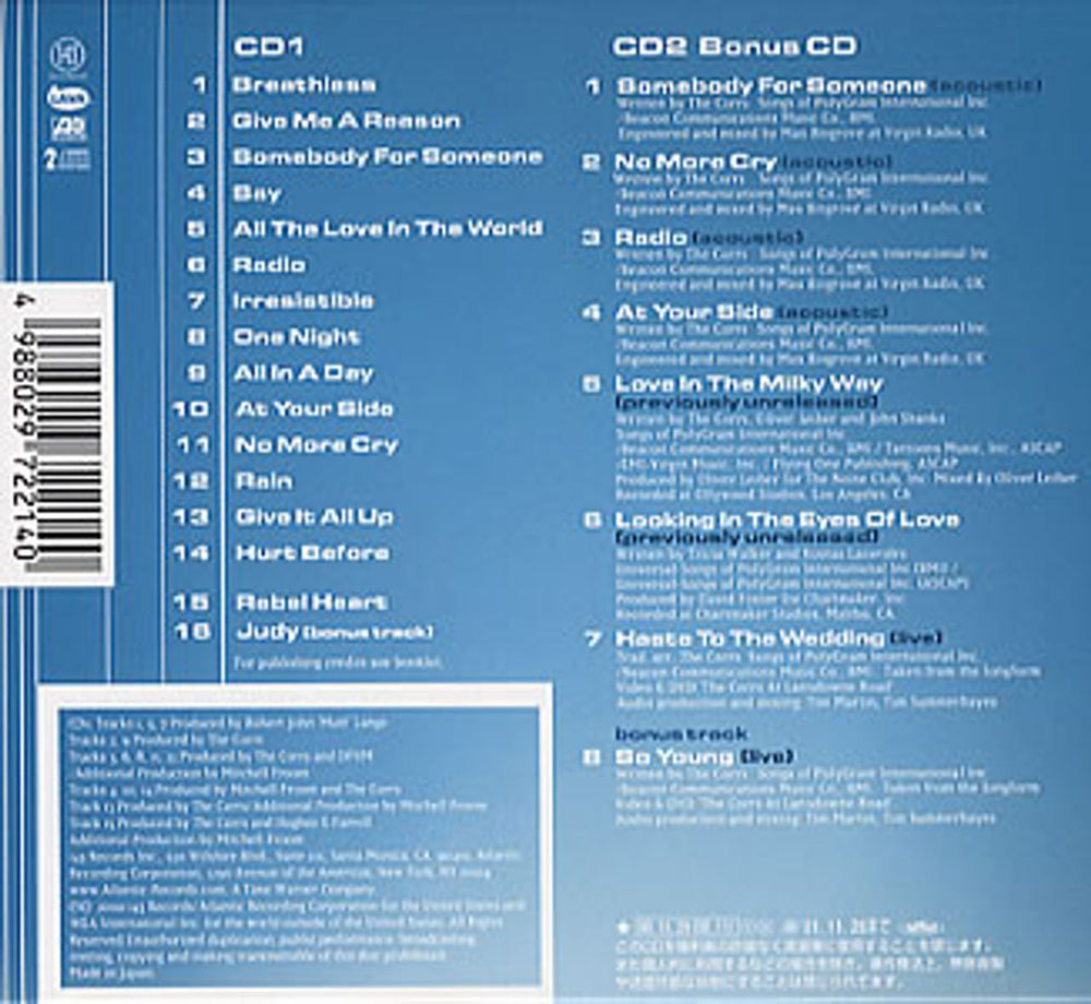 The Corrs In Blue Japanese 2-CD album set — RareVinyl.com