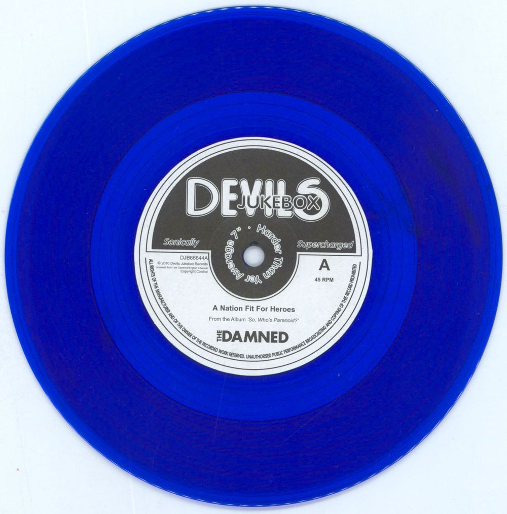 The Damned A Nation Fit For Heroes - Complete set of Blue, Red & White Vinyl UK 7" vinyl single (7 inch record / 45) 2010