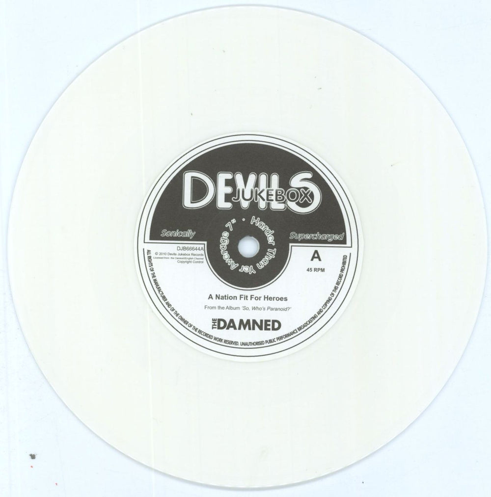 The Damned A Nation Fit For Heroes - Complete set of Blue, Red & White Vinyl UK 7" vinyl single (7 inch record / 45) DAM07AN810856