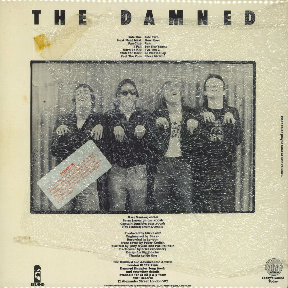 The Damned Damned Damned Damned - Hot Rods sleeve + Front Sticker - EX UK vinyl LP album (LP record)