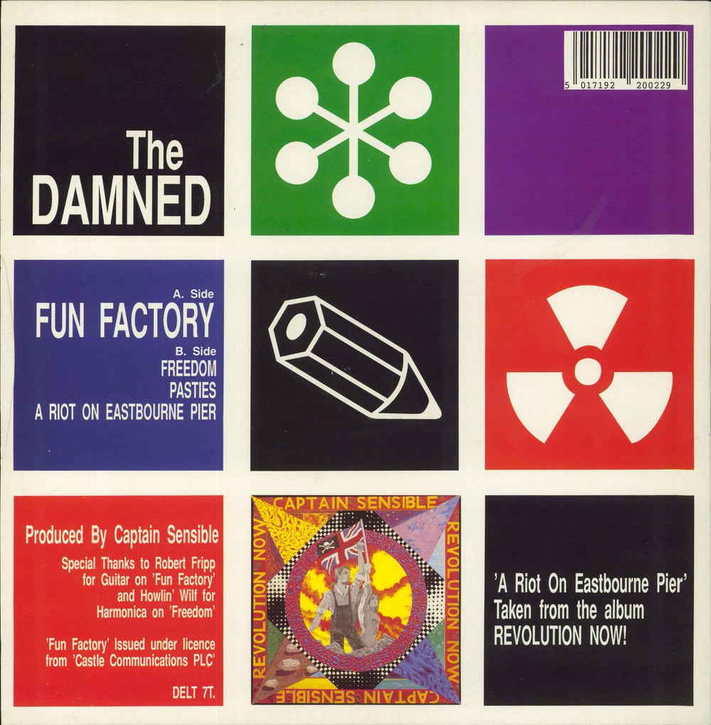 The Damned Fun Factory - Blue Vinyl UK 12" vinyl single (12 inch record / Maxi-single) 5017192200229