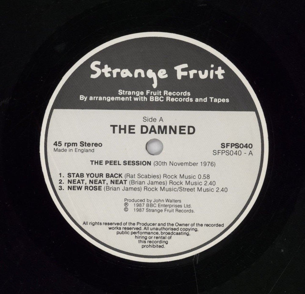 The Damned The Peel Sessions - EX UK 12" vinyl single (12 inch record / Maxi-single)