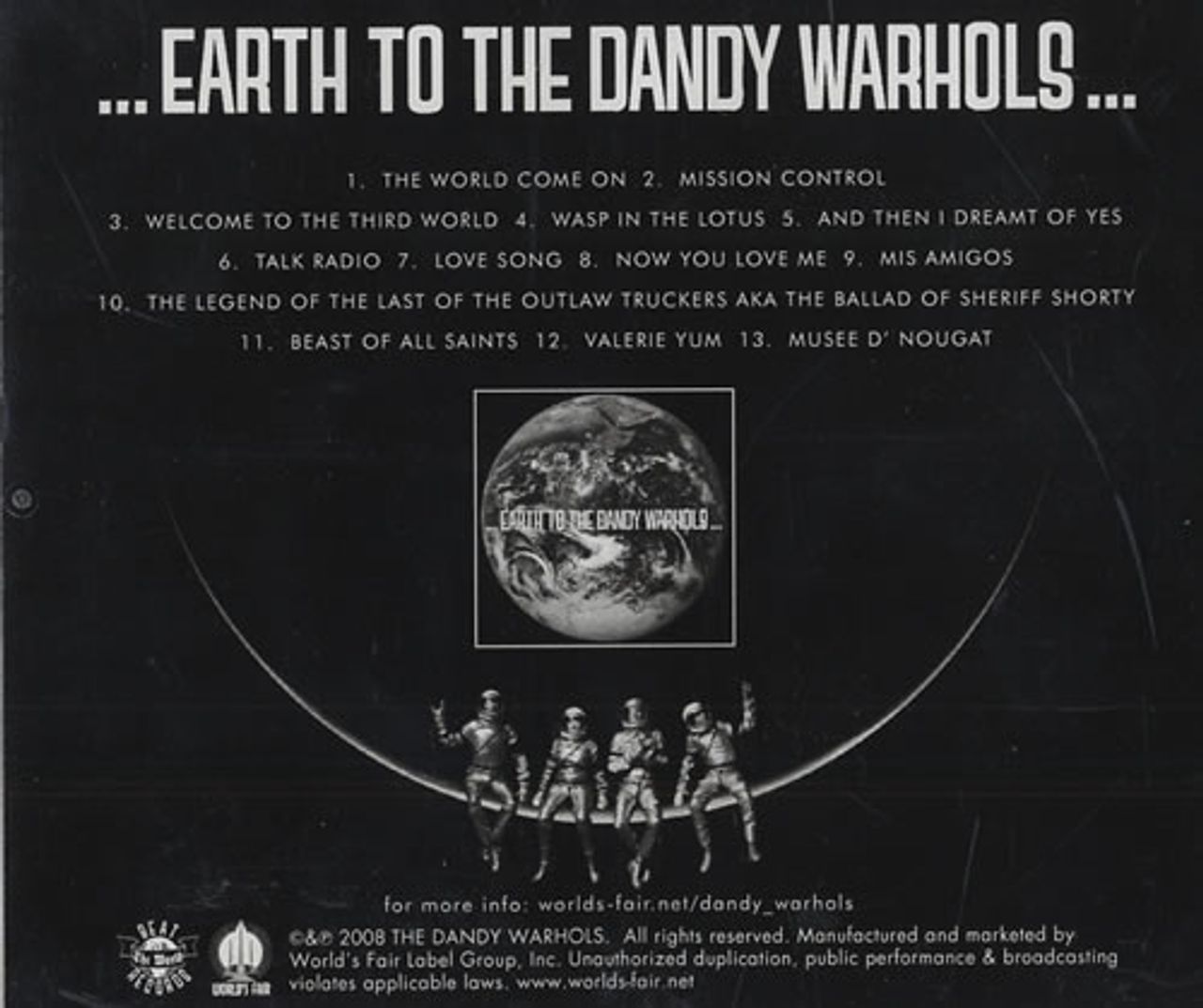 The Dandy Warhols Earth To The Dandy Warhols US Promo CD-R acetate TDWCREA447431