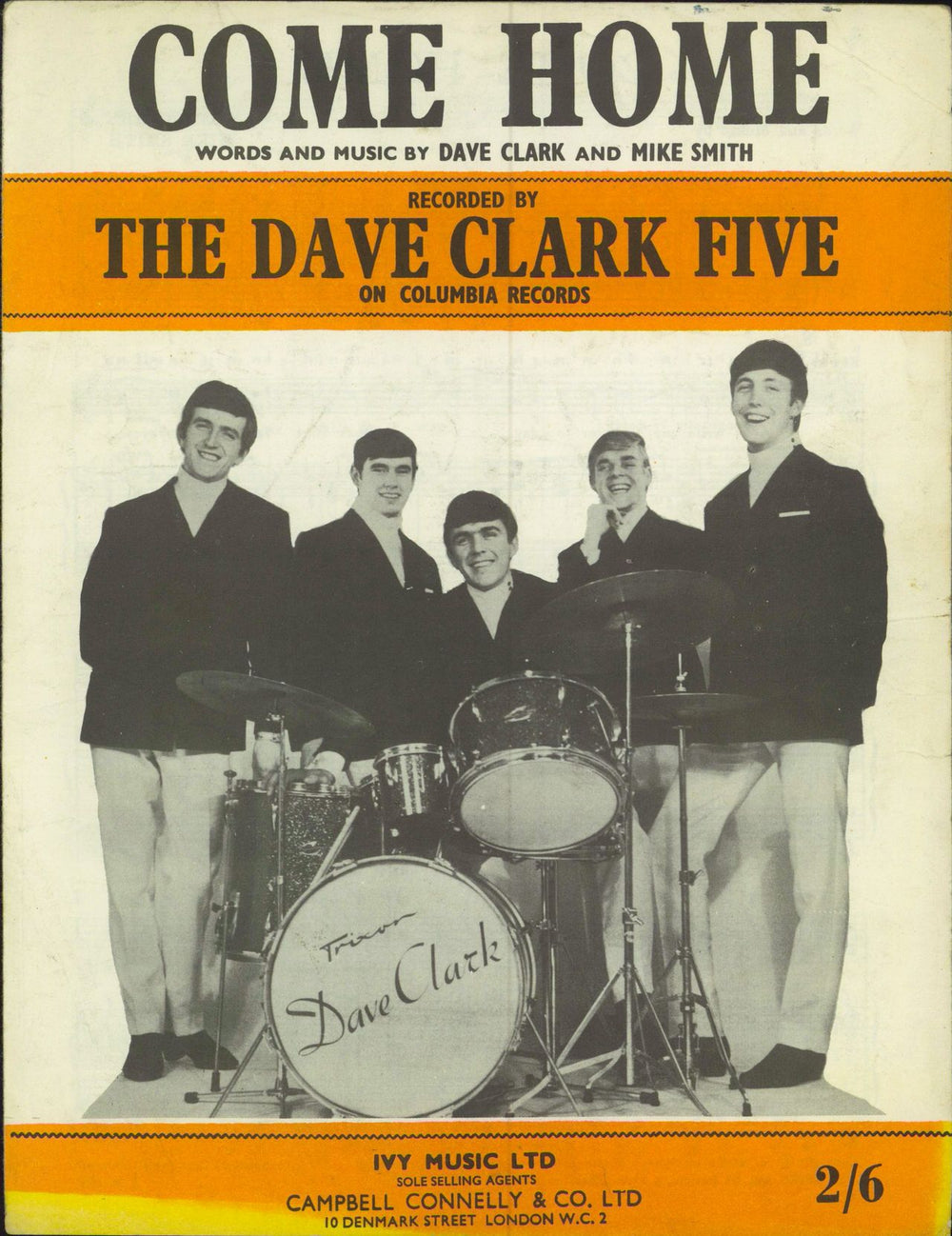 The Dave Clark Five Come Home UK sheet music SHEET MUSIC