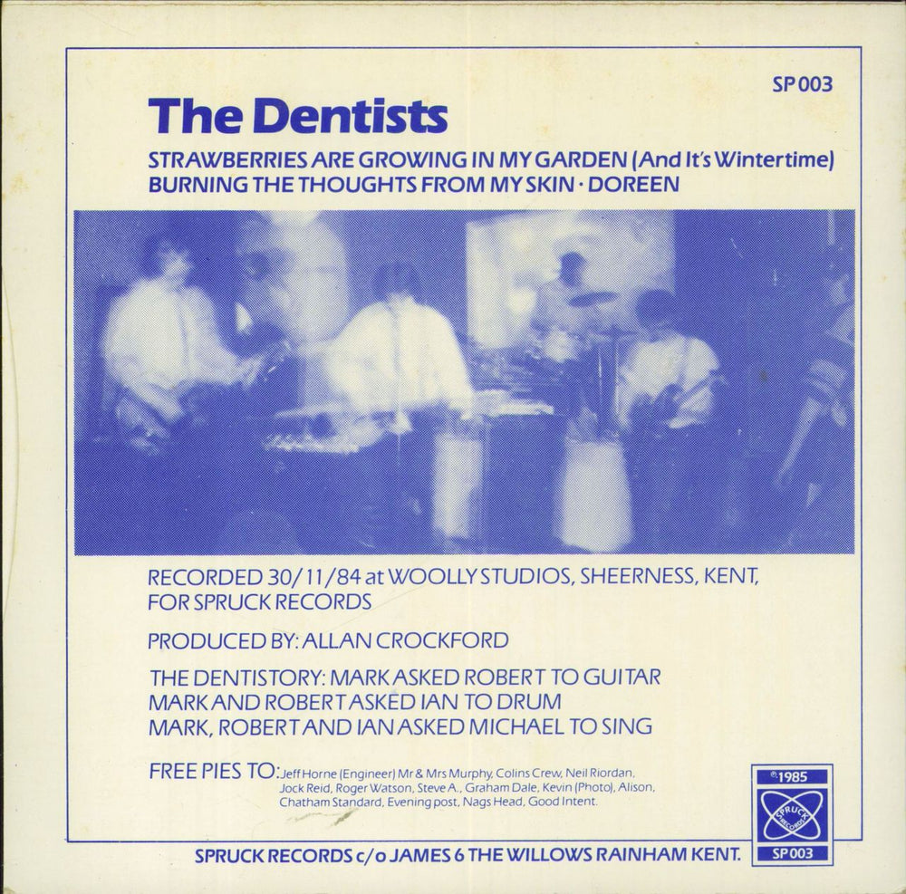 The Dentists Strawberries Are Growing In My Garden [And It's Wintertime] UK 7" vinyl single (7 inch record / 45)