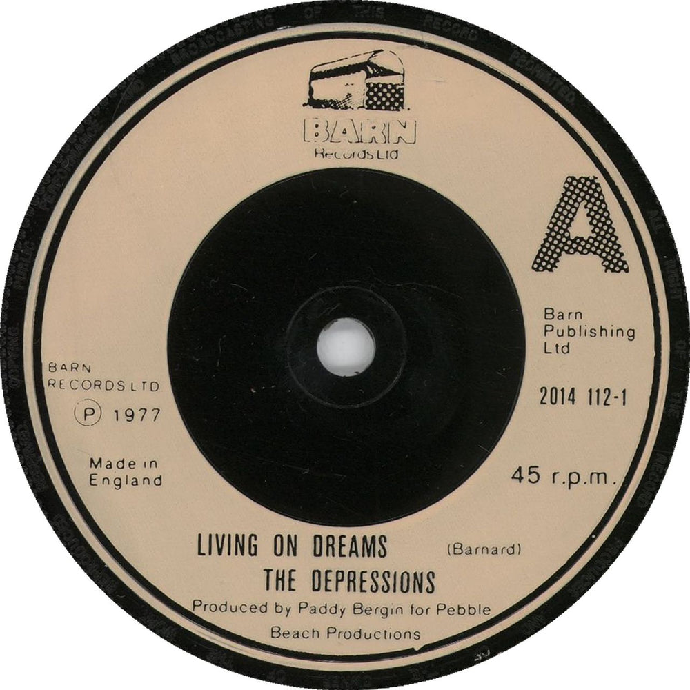 The Depressions Living On Dreams UK 7" vinyl single (7 inch record / 45)