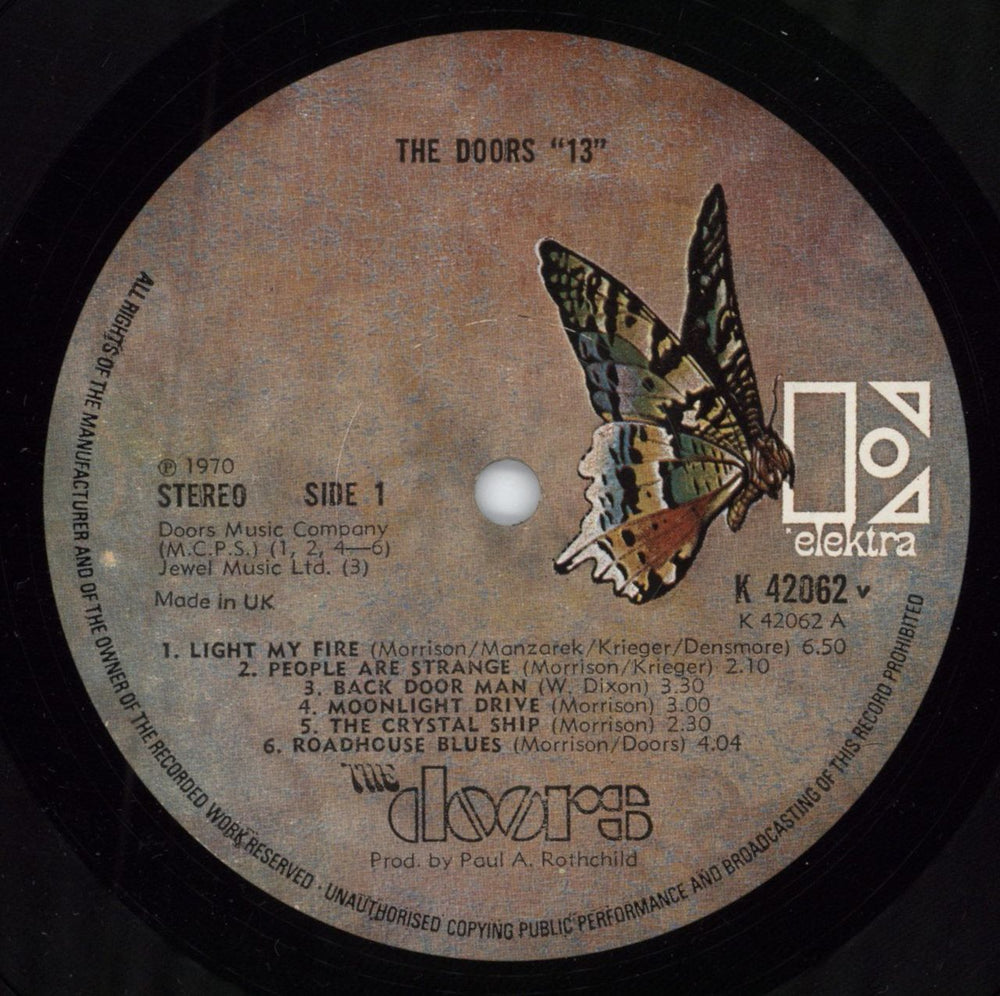 The Doors 13 - Butterfly Label variant UK vinyl LP album (LP record) DORLPBU785442