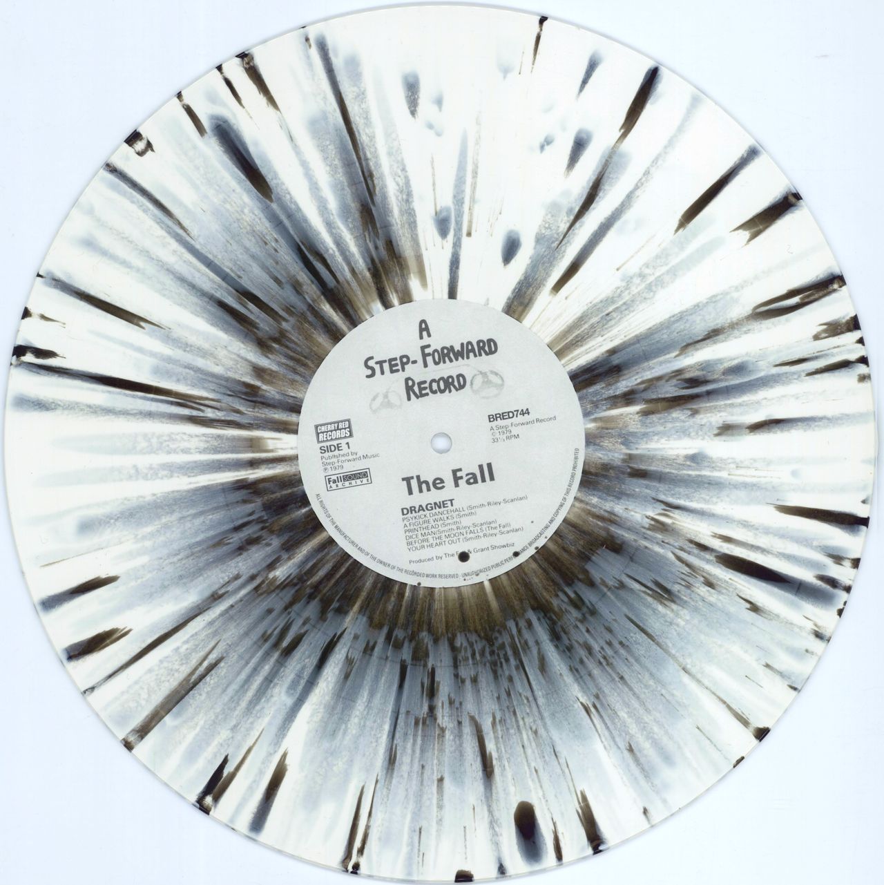 The Fall Dragnet - White With Black Splater + 7" UK vinyl LP album (LP record) FLLLPDR778749