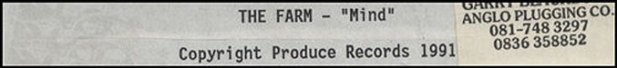 The Farm Mind UK Promo video (VHS or PAL or NTSC) PROMO VIDEO