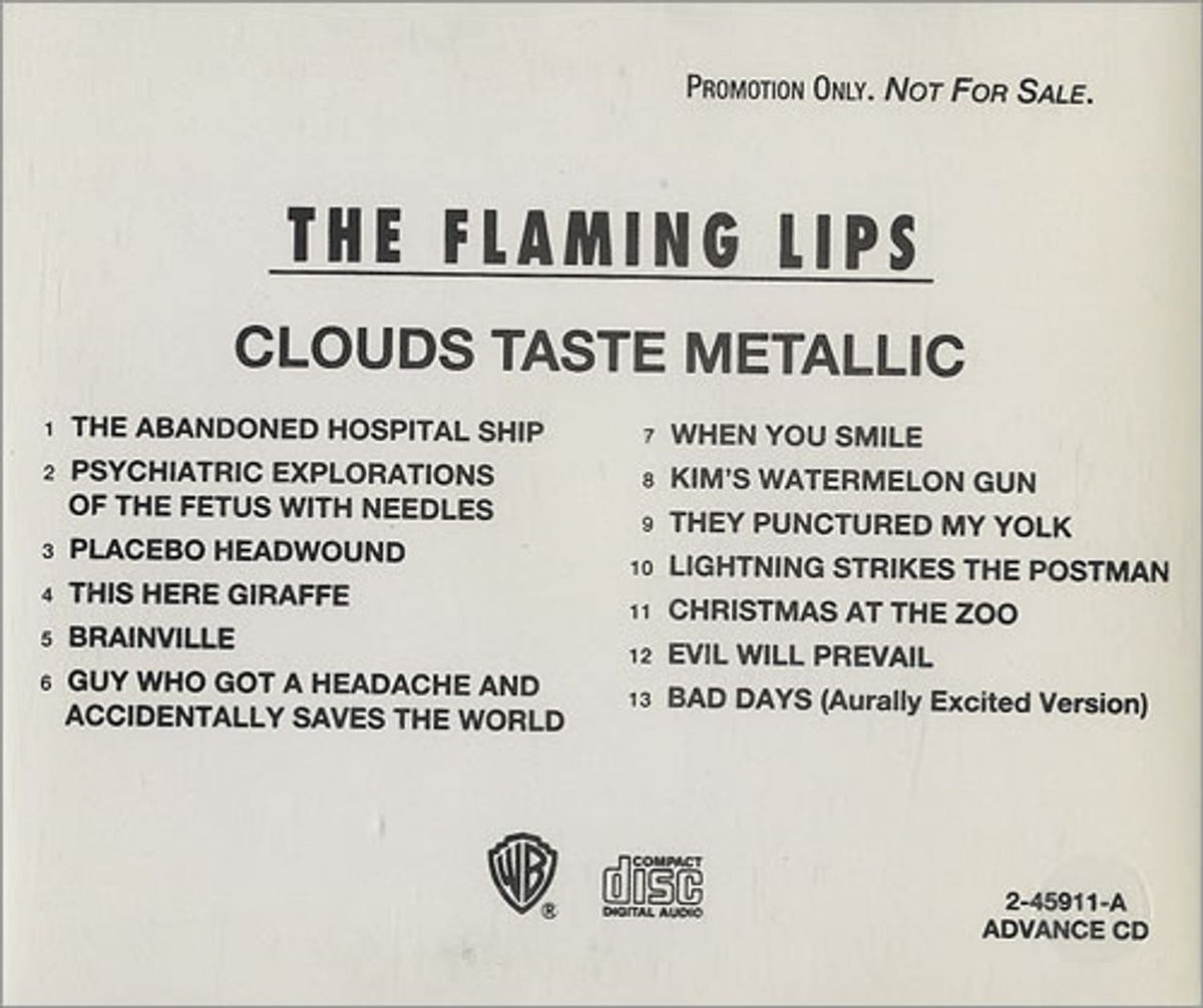 The Flaming Lips Clouds Taste Metallic US Promo CD album