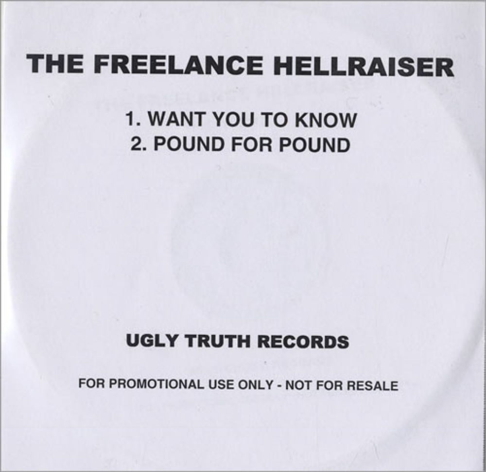 The Freelance Hellraiser Want You To Know UK Promo CD-R acetate CD-R ACETATE