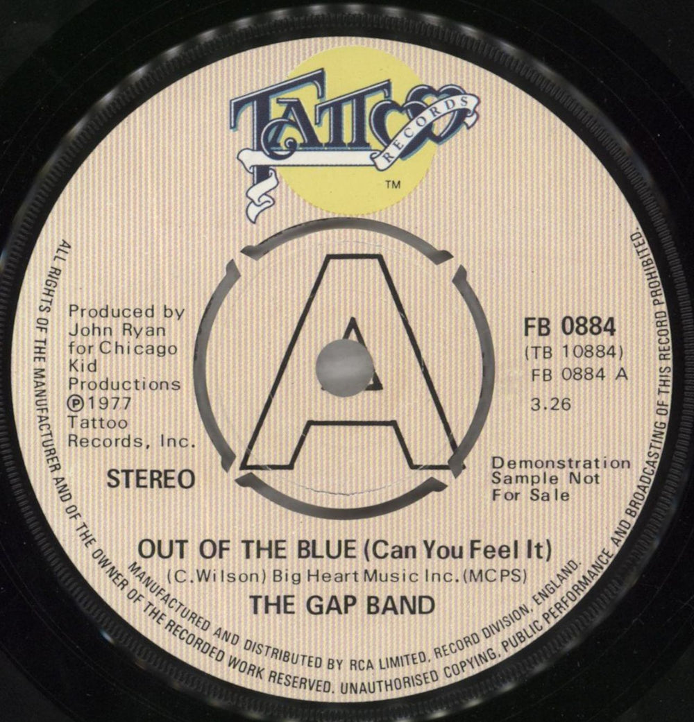 The Gap Band Out Of The Blue (Can You Feel It) - A Label UK Promo 7" vinyl single (7 inch record / 45) FB0084