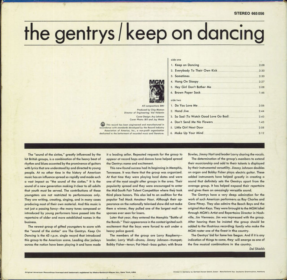 The Gentrys Keep On Dancing German vinyl LP album (LP record)