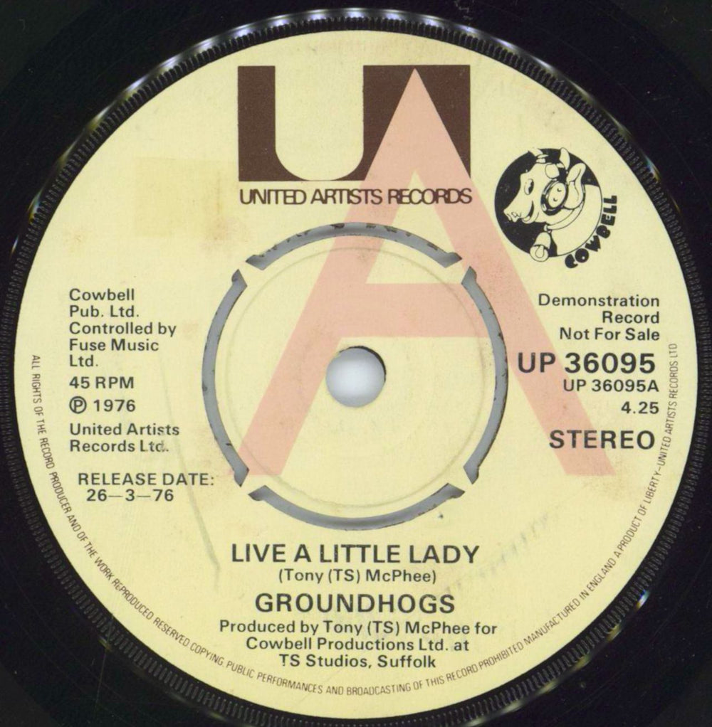 The Groundhogs Live A Little Lady UK 7" vinyl single (7 inch record / 45) UP36095