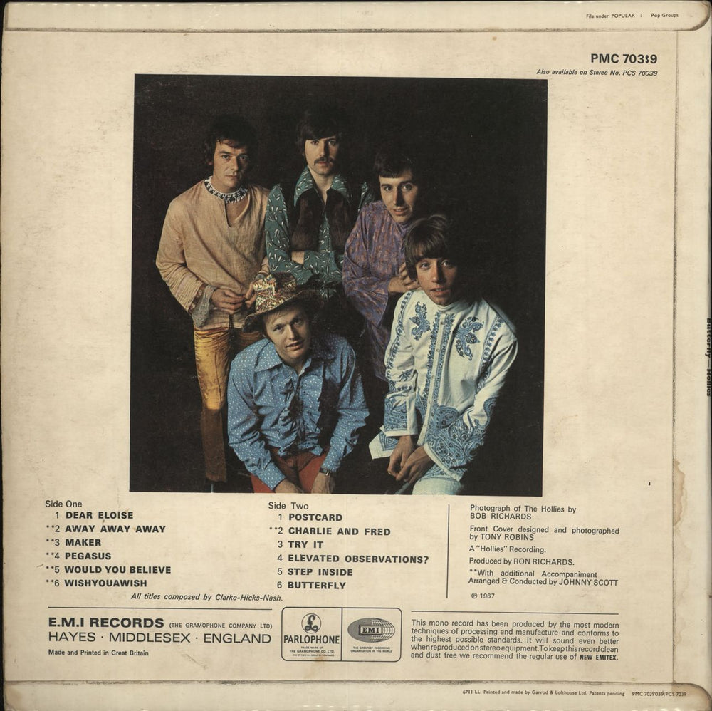 The Hollies Butterfly - 1st - VG UK vinyl LP album (LP record)