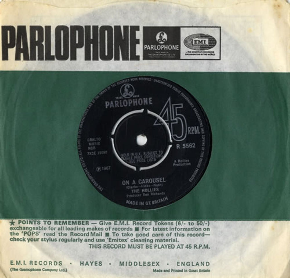 The Hollies On A Carousel - 4pr UK 7" vinyl single (7 inch record / 45) R5562