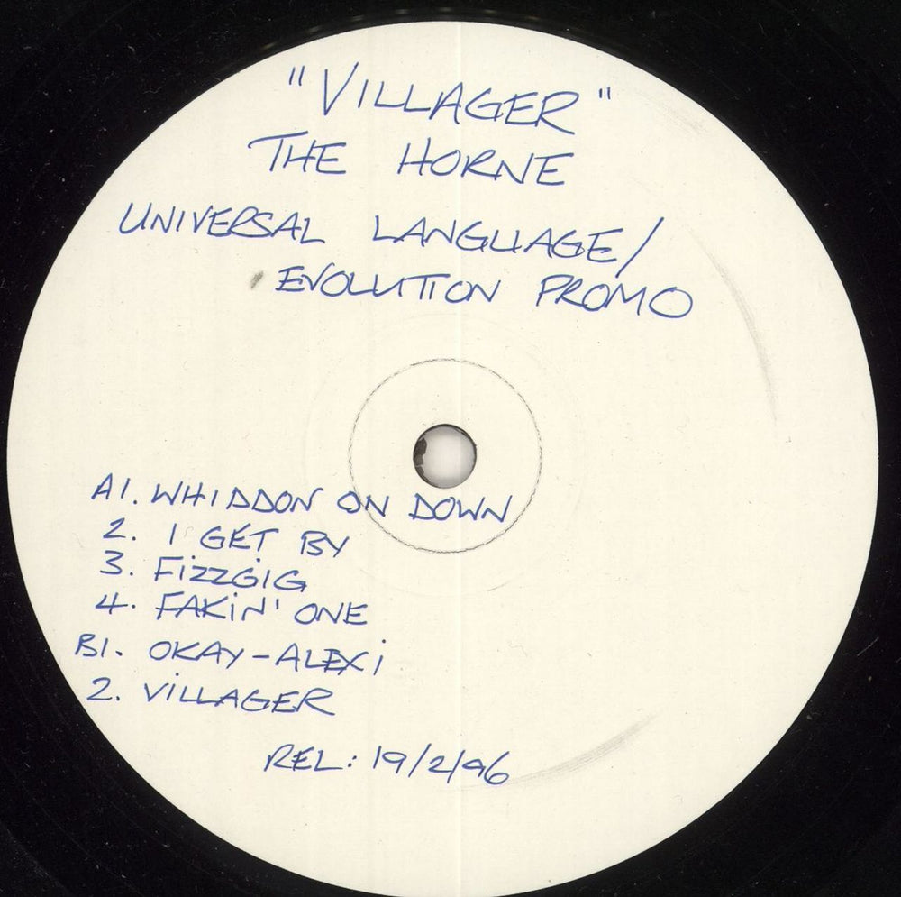 The Horn The Villager - Promo UK Promo 12" vinyl single (12 inch record / Maxi-single) EVO021