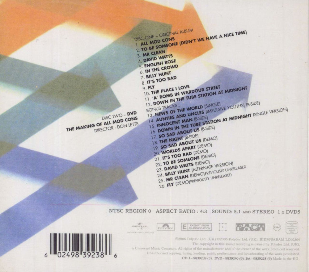 The Jam All Mod Cons: Deluxe Edition UK 2-disc CD/DVD set 602498392386