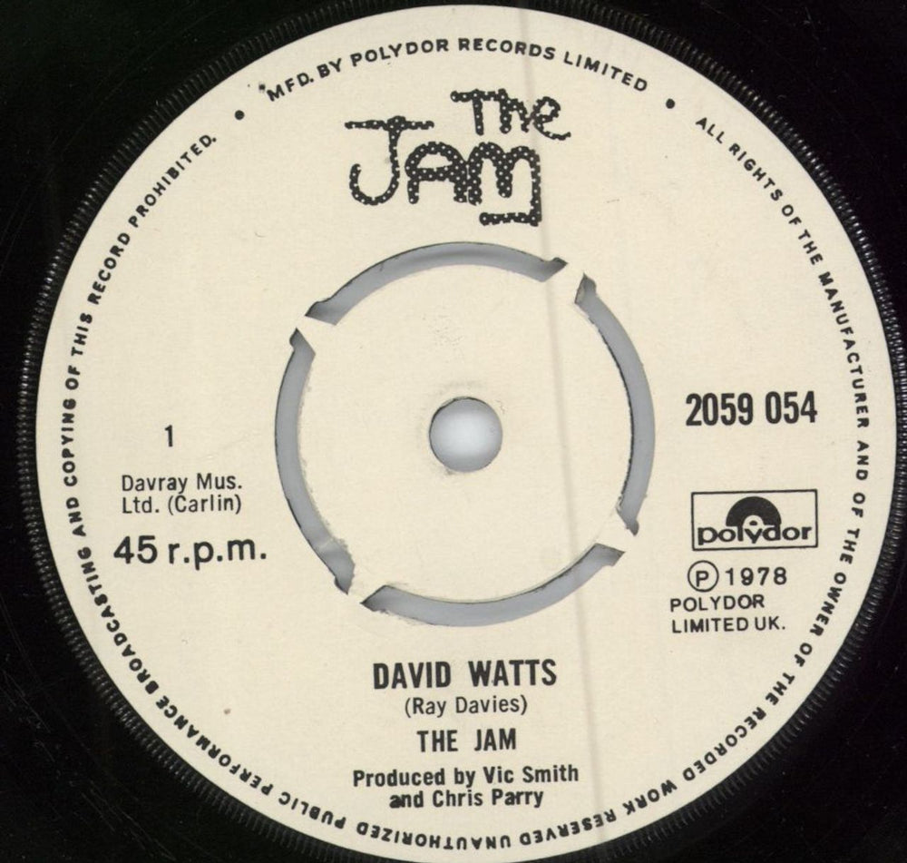 The Jam David Watts - 4pr UK 7" vinyl single (7 inch record / 45) 2059054